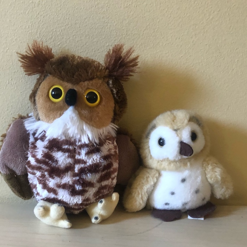 Mama and baby owl stuffed animals